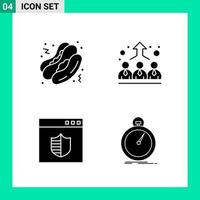 Pack of 4 Solid Style Icon Set. Glyph Symbols for print. Creative Signs Isolated on White Background. 4 Icon Set. vector