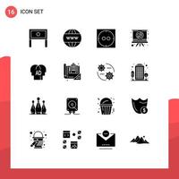 Set of 16 Modern UI Icons Symbols Signs for ab elementary www romance love Editable Vector Design Elements