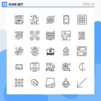 Modern 25 Line style icons. Outline Symbols for general use. Creative Line Icon Sign Isolated on White Background. 25 Icons Pack. vector