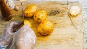 saus boerderij geregeld in een transparant schaal. macro het schieten video