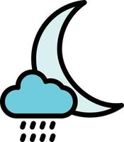 Cloud Moon Rain Vector Icon Design