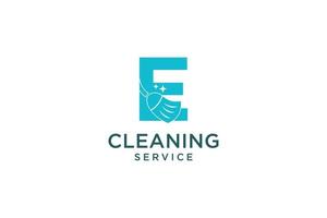 letra e para limpieza mantenimiento de servicio limpio para detalles de automóviles, plantilla de vector de icono de logotipo de casas.