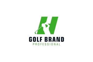 letra h para la plantilla vectorial de diseño del logotipo de golf, etiqueta vectorial de golf, logotipo del campeonato de golf, ilustración, icono creativo, concepto de diseño vector