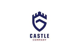 Creative shield with castle and initial G logo, Vector logo template.