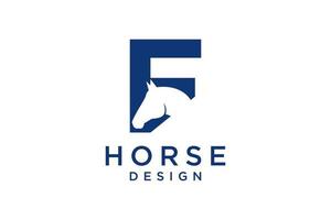 The logo design with the initial letter F is combined with a modern and professional horse head symbol vector