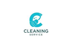 letra c para limpieza mantenimiento de servicio limpio para detalles de automóviles, plantilla de vector de icono de logotipo de casas.