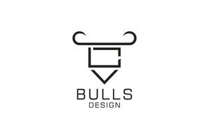 logotipo de letra l, logotipo de toro, logotipo de toro de cabeza, elemento de plantilla de diseño de logotipo de monograma vector