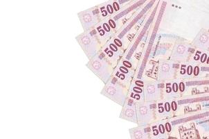 500 Hungarian forint bills lies isolated on white background with copy space. Rich life conceptual background photo