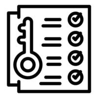 Key document icon outline vector. Loan application vector