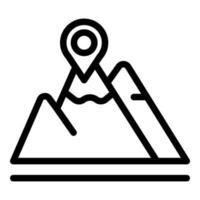 vector de contorno de icono de glamping de montaña. viaje de muebles