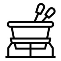 Fondue icon outline vector. Cheese dip vector