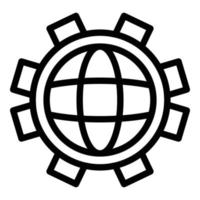 vector de contorno de icono de impresión de engranaje global. industria de la impresora