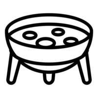 vector de contorno de icono de fondue hirviendo. cocinar queso
