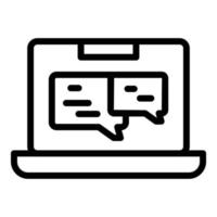 Laptop chat software icon outline vector. Build process vector