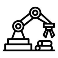 Robot arm production icon outline vector. Maker work vector