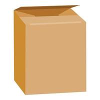 Opened brown rectangle box mockup, realistic style vector