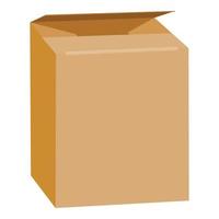 Opened brown rectangle box mockup, realistic style vector