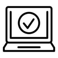 Approved laptop icon outline vector. Finance form vector