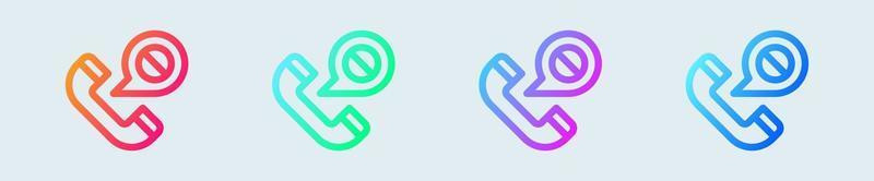 Block call line icon in gradient colors. Telephone signs vector illustration.