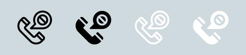 Block call icon set in black and white. Telephone signs vector illustration.