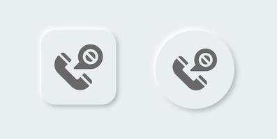 Block call solid icon in neomorphic design style. Telephone signs vector illustration.