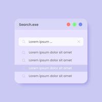 Search panel interface in solid design style. Search bar vector illustration.