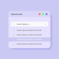 Search panel interface in solid design style. Search bar vector illustration.