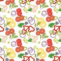 Seamless pattern with pizza ingredients. vector