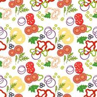 Seamless pattern with pizza ingredients. vector