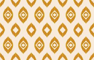 patrón geométrico abstracto étnico ikat sin costuras. tela tribal nativa azteca patrón dorado sobre fondo de cáscara de huevo. diseño vectorial para textura, textil, ropa, papel tapiz, alfombra, impresión, ilustración vector