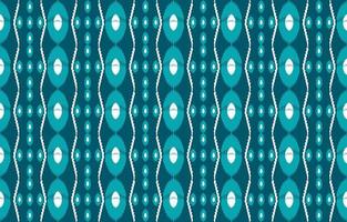 Abstract ikat vintage geometric seamless pattern. Ethnic boho fabric retro vintage style on green turquoise background. Vector design for texture, textile, clothing, wallpaper, carpet, art print.