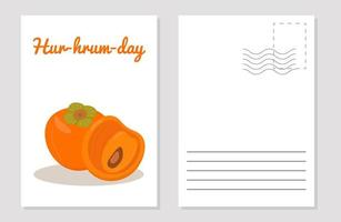 the layout of the greeting card persimmon day persimmon fruit day vector