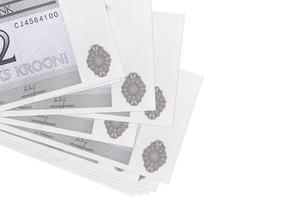 2 Estonian kroon bills lies in small bunch or pack isolated on white. Mockup with copy space. Business and currency exchange photo