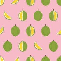 Durian with cut pieces seamless pattern vector