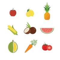 Seasonal exotic fruits icons set vector