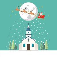 Church flat style in winter season vector