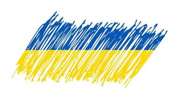 Ukrainian national flag in grunge style. Drawn by pen flag of Ukraine. Vector illustration