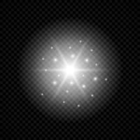 Light effect of lens flares. White glowing lights starburst effects with sparkles on a transparent background. Vector illustration