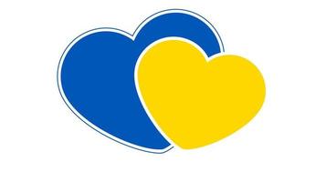 Heart in Ukrainian colors. Big blue and small yellow hearts on white background. Vector illustration