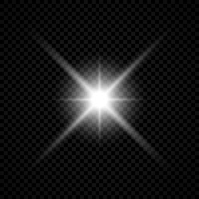 Light effect of lens flares. White glowing lights starburst effects with sparkles. Vector illustration