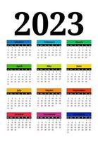 Calendar for 2023 isolated on a white background. Sunday to Monday, business template. Vector illustration