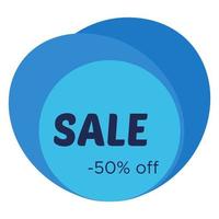 Sale sticker with abstract blue geometric forms. Vector illustration