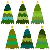 Set of Christmas trees. Isolated vector illustration for Merry Christmas and Happy New Year.