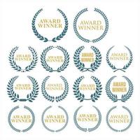 Award winner emblem collection of laurel wreath vector