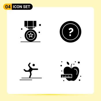 4 Creative Icons for Modern website design and responsive mobile apps. 4 Glyph Symbols Signs on White Background. 4 Icon Pack. vector