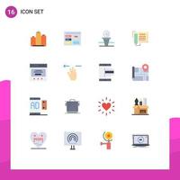 Pictogram Set of 16 Simple Flat Colors of fax stand profile hit court Editable Pack of Creative Vector Design Elements