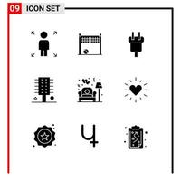 9 User Interface Solid Glyph Pack of modern Signs and Symbols of couch hairstyle connector cosmetics beauty Editable Vector Design Elements