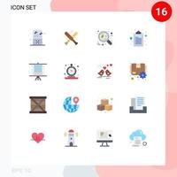 Flat Color Pack of 16 Universal Symbols of data note blood clipboard red Editable Pack of Creative Vector Design Elements