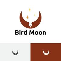 Bird Moon Eagle Wings Fly Stars Crescent Moon Logo vector