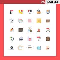 User Interface Pack of 25 Basic Flat Colors of configuration gear app cog wedding Editable Vector Design Elements